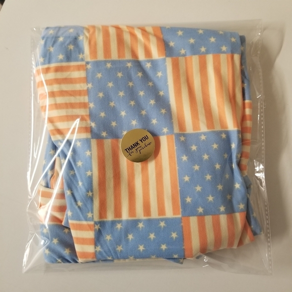 LuLaRoe One Size 2-10 Leggings Patriotic‎ Stars & Stripes USA Flag July 4th New - Picture 8 of 8